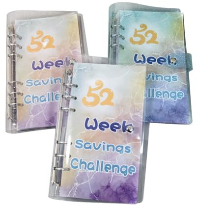 pQirnvIL 3 Stück 52-Wochen-Challenge, Haushaltsbuch mit Geldumschlägen, Geldorganisator für Bargeld, Haushaltsbuchplaner