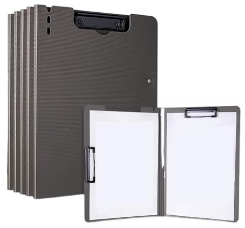 FZL02068LM Dateiordner 5 Stück A4-Ordner mit Doppelclips können gefaltet Werden Schreibblock Datenspeicher Bürobedarf Ordner(Schwarz)