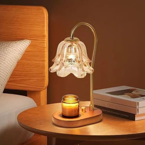 Lampada Scalda Candela Con Timer, Lampada Scalda Candela A Forma Di Fiore Con 2 Lampadine, Altezza Regolabile, Scalda Cera Dimmerabile, Decorazione Per Camera Da Letto(Log)