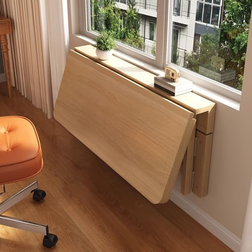 Pequeño espacio mesa abatible de pared，mesa de cocina pequeña，escritorio plegable pared madera maciza，Fuerte capacidad de carga, varios tamaños disponibles,para salas de estar, cocinas y dormitorios
