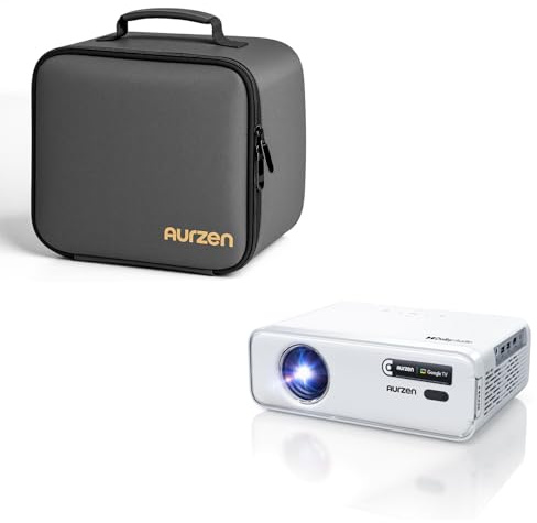 Aurzen EAZZE D1G Beamer mit Tragetasche im Set – dreilagiger Rundumschutz, praktische Klettfächer, leichtes und kompaktes Reise-Set