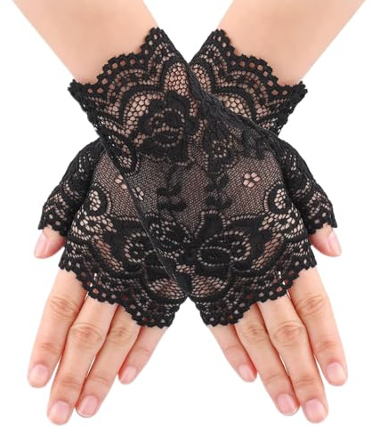 Xijobido Guantes Elegantes, Guantes Cortos Sin Dedos, Accesorios De Disfraz Transparentes Con Protección Solar Para Mujer Boda Fiesta De Gala Cosplay