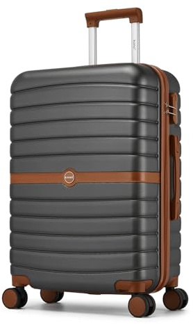 Kono Medium Hard Shell Suitcase, Lightweight ABS+PC Checked Luggage,Grey | 24 Inch 62L Anti-Scratch Trolley with Silent Spinner Wheel & Combination Lock, Ideal for European Trips & Weekend City Breaks