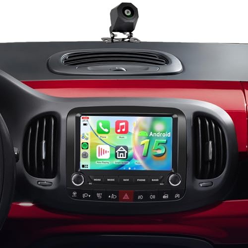【4+64G】Hodozzy Autoradio Carplay per FIAT 500L 2013-2017 avec GPS/WiFi, Renault Autoradio Bluetooth da 7 Pollici con Android Auto/DSP/FM/RDS/SWC+Telecamera Posteriore