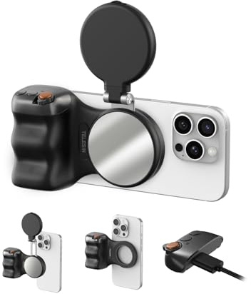 TELESIN Fun Shot Magnetic Phone Camera Grip+ C03 Magnetic Selfie Light Creator Kit Compatible with iPhone Magsafe & Android, Bundle Kit for Selfies/Photography/TikTok/Zoom Calls/Video (Black)