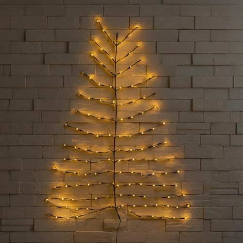 Spetebo LED Weihnachtsbaum Wandbild für Außen, 120 x 100 cm, warm weiß | 136 LED, mit Netzstecker, flexibel biegsam, Wand Deko Beleuchtung