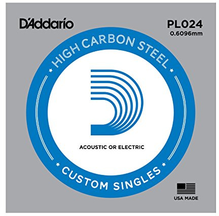 D'Addario PL024, cuerda individual de acero liso para guitarra.024