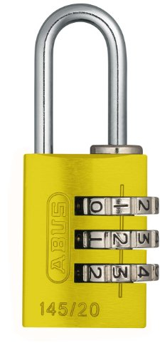 ABUS Zahlenschloss 145/20 Gelb - Kofferschloss, Spindschloss u. v. m. - Aluminium-Vorhängeschloss - individuell einstellbarer Zahlencode - ABUS-Sicherheitslevel 3