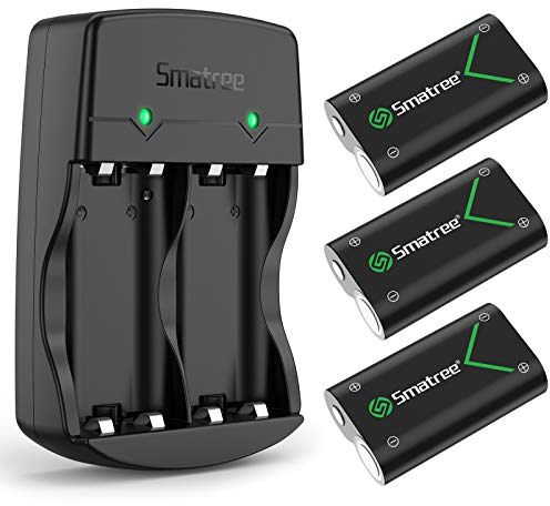 Smatree Kit di batterie ricaricabili per controller Xbox Series X/Xbox Series S/Xbox One/Xbox One S/Xbox One X/Xbox Elite Wireless,2000mAh (3-Pack) NI-MH Batterie e caricabatterie con 2 slot