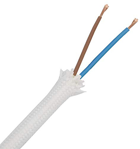 3m Textilkabel Weiß Länge wählbar 2x0,75qmm 2G Stoff-Kabel Lampenkabel Leuchten-Kabel Rundkabel Stromkabel umsponnen