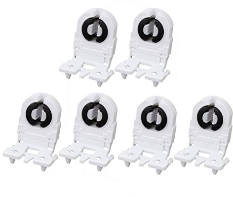 Aexit 6Pcs AC 500V 2A G13-F41F T8 Douille Lumière G13 Base Support De Lampe Fluorescent Blanc PA521712Y259507W