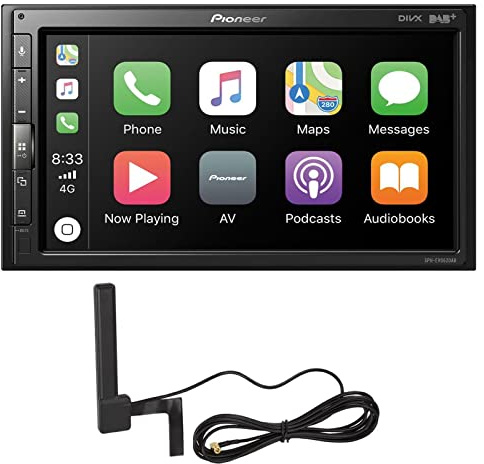 Pioneer SPH-EVO62DAB-AN Media Center - 6,8 Zoll Touchscreen, 1,5 A Schnellladung USB, Apple CarPlay, Android Auto, DAB/DAB+ Digitalradio, Bluetooth, 13 Band Equalizer, inklusive Antenne