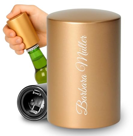 Personalisierter Flaschenöffner Push & Pull - Aluminium Kapselheber | Bieröffner, Kronkorkenöffner, Bar Zubehör, Geschenkidee, Männergeschenk, langlebig