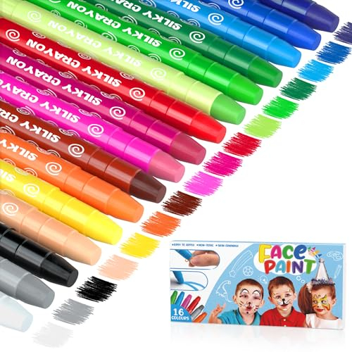 Truccabimbi Kit, GIBOT Colori per Bambini Halloween, Trucchi Bambina Anallergici del Corpo/Viso per Bambino/Bimbo, Perfetto Regalo di Trucco Halloween Bambini/Colori per pancia Gravidanza (16 Colori)