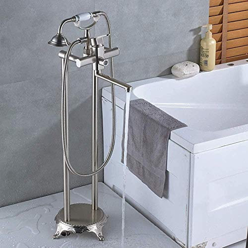 Wieoc Baignoire robinet en laiton plancher debout robinet debout frotté bronze brossé baignoire robinet mélangeur eau salle de douche robinet de douche