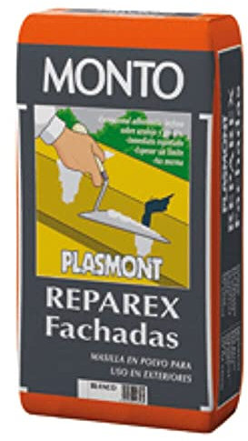 Masilla en polvo Plasmont Reparex con Base de Cemento para exterior e interior color Blanco (15kg)