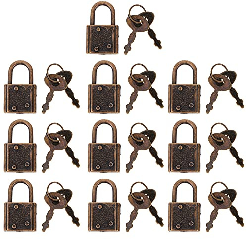 HEMOTON 10 Stücke Mini Bronze Antikes Vorhängeschloß Kleine Metall Vorhängeschock Archaize Stil Lock Mini- Sperre mit Schlüssel