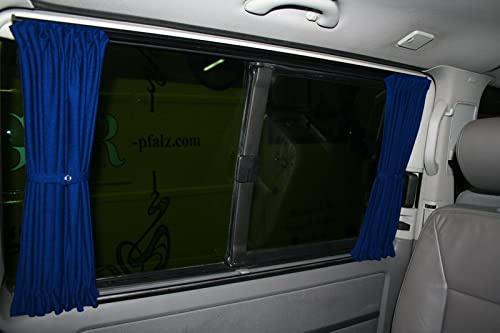 BREMER SITZBEZÜGE Maß Gardinen Vorhänge Sonnenschutz kompatibel mit VW T5 T6 T6.1 Multivan Caravelle Kurzer Radstand in Blau Camping Zubehör Wohnmobil Zubehör Camper Gardinen Set 717-2