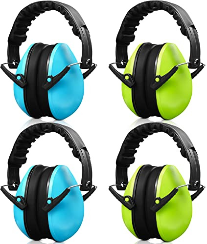 Yunsailing 4 Pack Kids Earmuffs Noise Canceling Reduction 26dB Adjustable Ear Protection Headphones (Blue,Green)