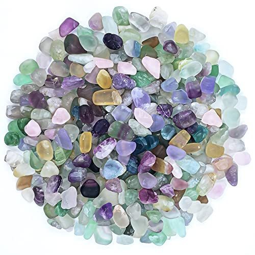Keedolla Grava de fluorita de 0.95 libras para acuario, piedras de cuarzo de cristal natural, piedras para rellenar jarrones, jardín, decoración de plantas suculentas