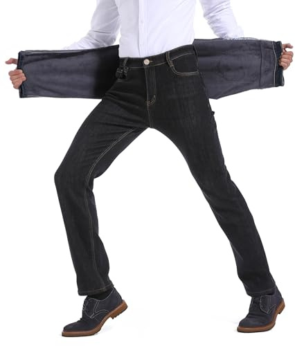 ziilay Termojeans, termobyxor, snöbyxor, fodrade vinterbyxor, vinterjeans med fleecefodrade byxor, 6557h svart, 34W x 32L