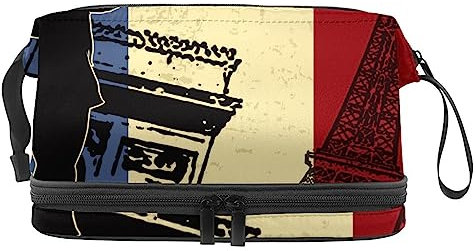 Trousse de Maquillage pour Femme Trousse cosmétique,Tour Eiffel de Paris Rouge,Sac Organisateur cosmétique Sac de Maquillage de Voyage Portable