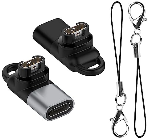 NEWZEROL 2 Stück USB C Adapter Kompatibel für Garmin Uhr Typ C Ladekabel Adapter für Garmin Forerunner570/970/165/955/965,Fenix 8/8 Solar/7/6,vivoactive 6/5/4s,Venu 4/ Venu 3S/2S,Epix2-Schwarz/Grau