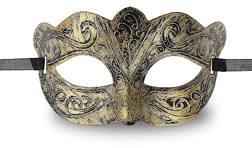 Sibba maskeradmask män venetiansk fest bollmasker vintage halloween kostym mardi gras mask jul för maskeraddräkt cosplay bal karneval festival jultillbehör (guld)