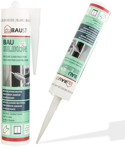 dubaust BAS24 Mastic Silicone de construction Silicone neutre pour fenêtres Intérieur/extérieur résistant aux intempéries hautement élastique Cartouche de 310ml (marron moyen)