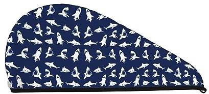 Bade-Duschhaube mit Hai-Muster für Damen, Kappe aus Korallensamt für trockenes Haar, saugfähige, schnell trocknende Handtücher