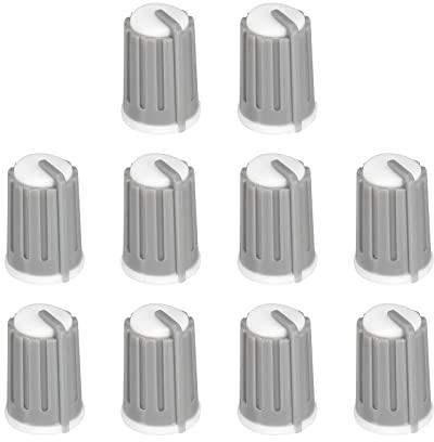 QUARKZMAN Knöpfe Potiknöpfe Potentiometer Drehknopf ABS Gitarre Knopf für E-Gitarre Leistung Verstärker Stereoanlagen Bass Lautstärke Ton 6mm D Typ Welle 270° Grau Weiß 20Stk