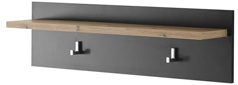 Garderobenpaneel in Kastanie und grau Fresco Flur Wandgarderobe Flurgarderobe mit Haken hängend 80 x 23 cm Beveren (Paneel 1)