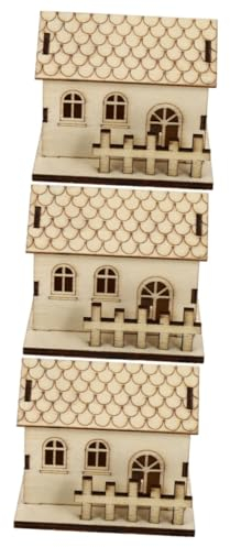 Ciieeo 3stücke Mini Luminous Christmas House Holz Deko Für Festliche Anlässe Niedliche Weihnachtsbeleuchtung Für Wohnräume Und Kinderzimmer Handgefertigte Miniatur