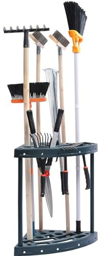 VEVOR Porta Attrezzi da Giardino 19 Slot PP Porta Attrezzi da Garage Officina per Stoccaggio, Organizzazione, Capannone per Esterni Angolo per Riporre Attrezzi, Rastrelli, Scope, Pale a Manico Lungo