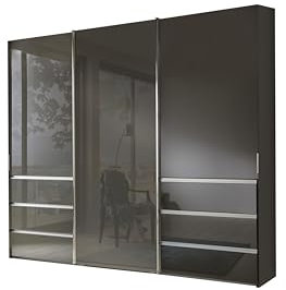 WIEMANN Schwebetürenschrank Kleiderschrank Schlafzimmerschrank 300cm breit, mit Schubladen, Glas Havanna, Höhe 236cm, Malibu