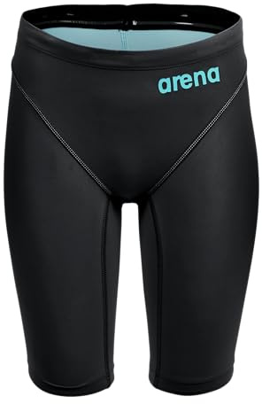 ARENA Powerskin Impulso Boys' Racing Jammer Competition Swimsuit One Piece Athletic Swim Team Championship Tech Suit, Black Teal, Size 28