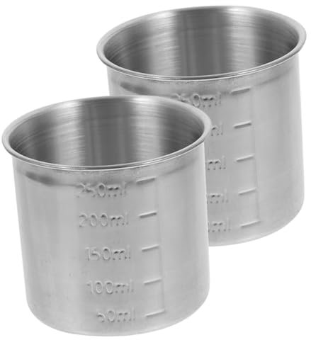 SHOWERORO 2pcs Household Scaled Measuring Cup Milk Container Food-Friendly Stainless Steel Rice Cup