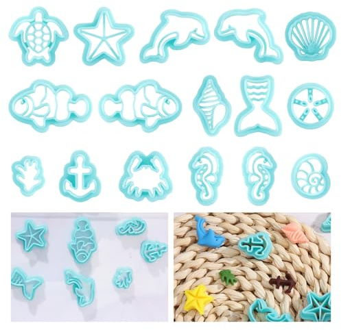 ORIGACH 16 Stück Meerestieren Polymer Clay Ausstecher Ohrringe | Polymer Clay Cutters Mit Aufbewahrungsbox Geometrische Modelliermasse-Ausstecher für Schmuckherstellung DIY Ohrringe