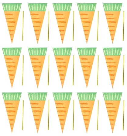 Beavorty Bolsas de Plástico para Dulces Diseño Creativo Embalaje de Alimentos en Cpp 150 Forma de Cono de Zanahoria para Decoración de Fiestas y Regalos Hechos a Mano