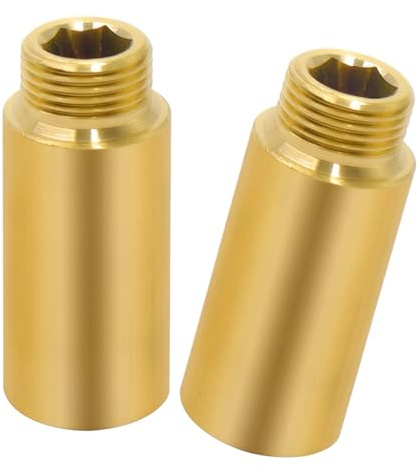 lyualma 2 Piezas Racores de Latón 1/2 Pulgadas x 50 MM Accesorio de Extensión de Latón de Acoplamiento Hexagonal para Conversión de Conexión de Tubería