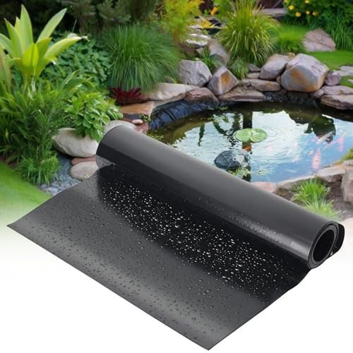 MIKIICOCO Pond Liner, 3 x 2m Waterproof Flexible Fish Pond Liner, Garden Preformed Membrane Lining for Fish Ponds Landscaping
