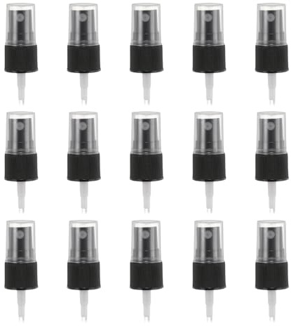 sourcing map 50 piezas de rociador negro, pulverizador de niebla fina 18/410, reutilizable, botella de repuesto de plástico para aceite esencial, botella de spray para cabello y cuerpo