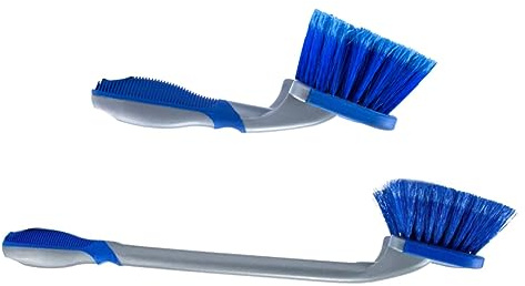 DRESSOOS 2pezzi Spazzola Dettaglio Auto Blu Ergonomica per Pulizia Profonda Ruote e Pneumatici Pennelli Resistente e Sicuro per Angoli e Fessure Auto