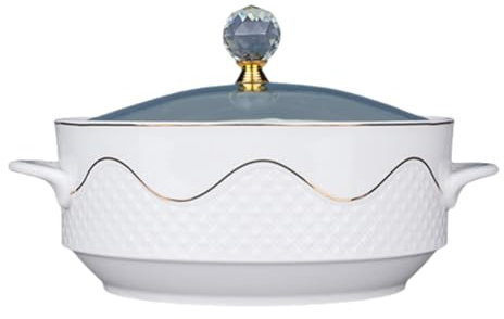 Eleeonora Zuppiera con Coperchio in Ceramica,Pentola Smaltata Vintage con Coperchio,Casseruola in Ghisa,Prevenire Le Ustioni,Prevenire Gli Odori,Adatto A Lavastoviglie