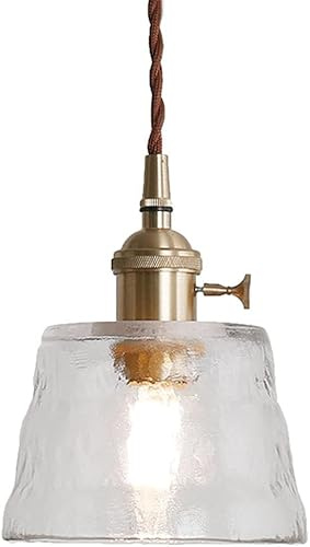 LED Chandeliers, Water Texture Plain Edge Glass Pendant Light 1-Light Adjustable Modern Ceiling Hanging Lamp Lighting Fixture E26/E27 Base Chandelier Suitable