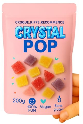 Crystal Pop, Bonbons Vegan Sans Gluten, Confiserie de Cristaux Comestibles, 200g
