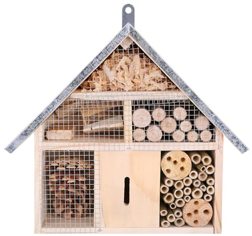 Bug hotel, väderbeständig trä bi låda, hängande insektshus, dekorativa bihus för trädgården, bin, nyckelpigor, fjärilar låda