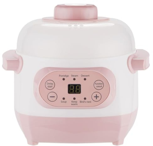 Marmite à soupe mijoteuse, marmite électrique 1 L en céramique 220 V 200 W, petite marmite polyvalente avec 6 modes de cuisson, minuterie, maintien au chaud, cuiseur vapeur pour bouillie, ri