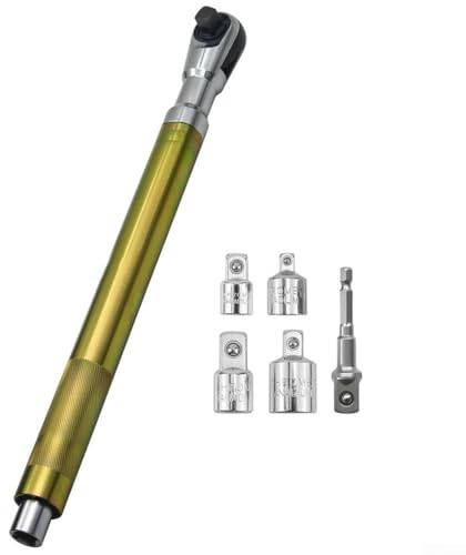 YobiLife Offset Extension Wrench Ratchet Wrench Extender 1/2 Inch Drive with 4 Socket Conversion Adapters and Drill Bit Adapter