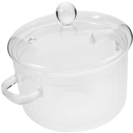 Healifty Casserole Verre Borosilicate avec Couvercle Cocotte Transparente pour Cuisson Plaque Pot à Soupe Mijoté avec Double Cuisson Saine pour Lait et Épices